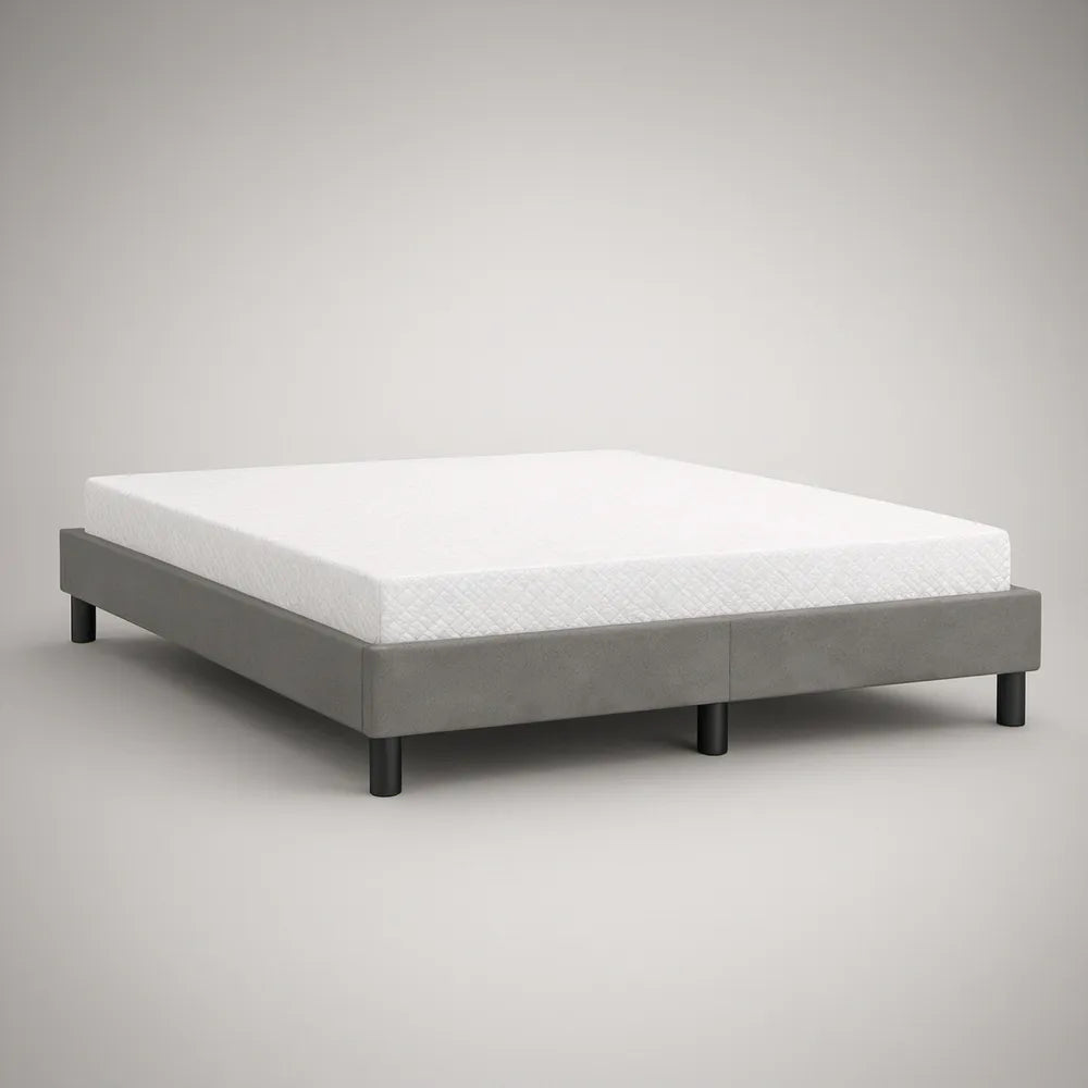 Cama de Casal com Colchão 160 x 200 cm em Cinzento e Branco