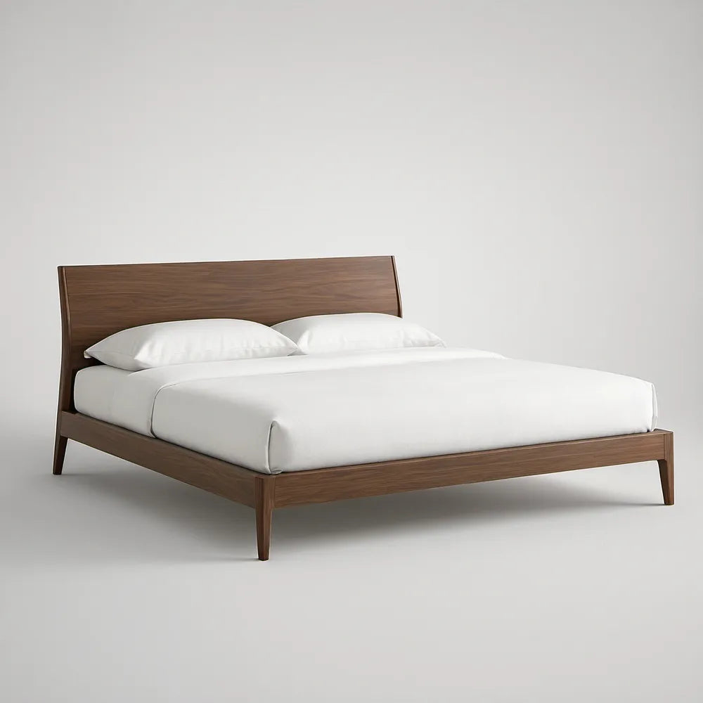 Cama de Casal 160 x 200 cm em Madeira Maciça de Nogueira Castanha