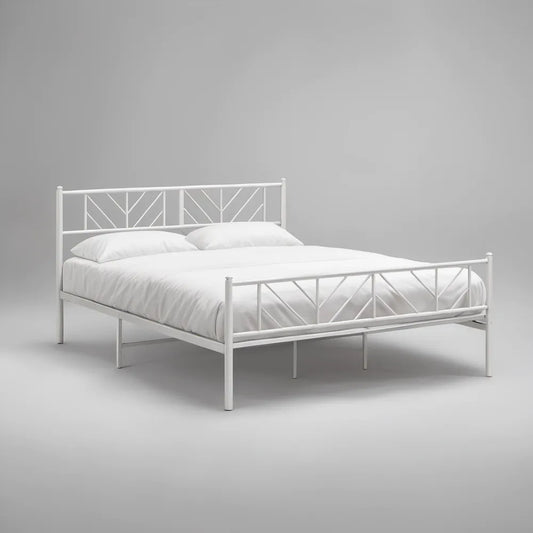 Estrutura de Cama de Casal em Aço Branco para Colchão 160 x 200 cm