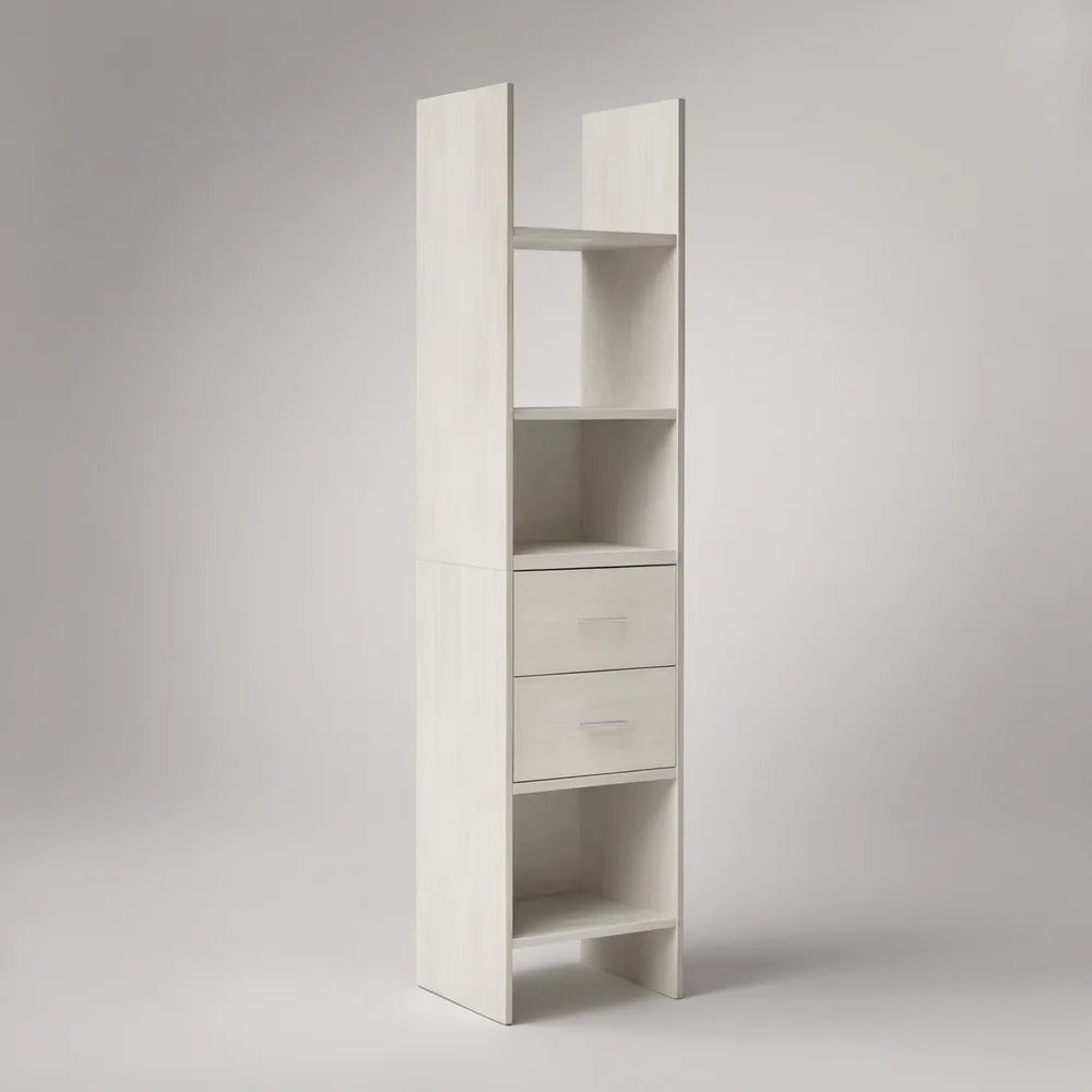 Estante Vertical Branca com 3 Nichos e 2 Gavetas, 40 x 30 x 180 cm