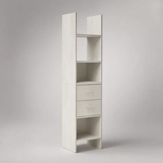 Estante Vertical Branca com 3 Nichos e 2 Gavetas, 40 x 30 x 180 cm